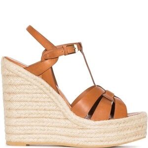 SAINT LAURENT TRIBUTE ESPADRILLES WEDGE IN SMOOTH LEATHER